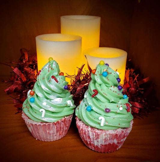 Christmas soapy cupcakes and candle