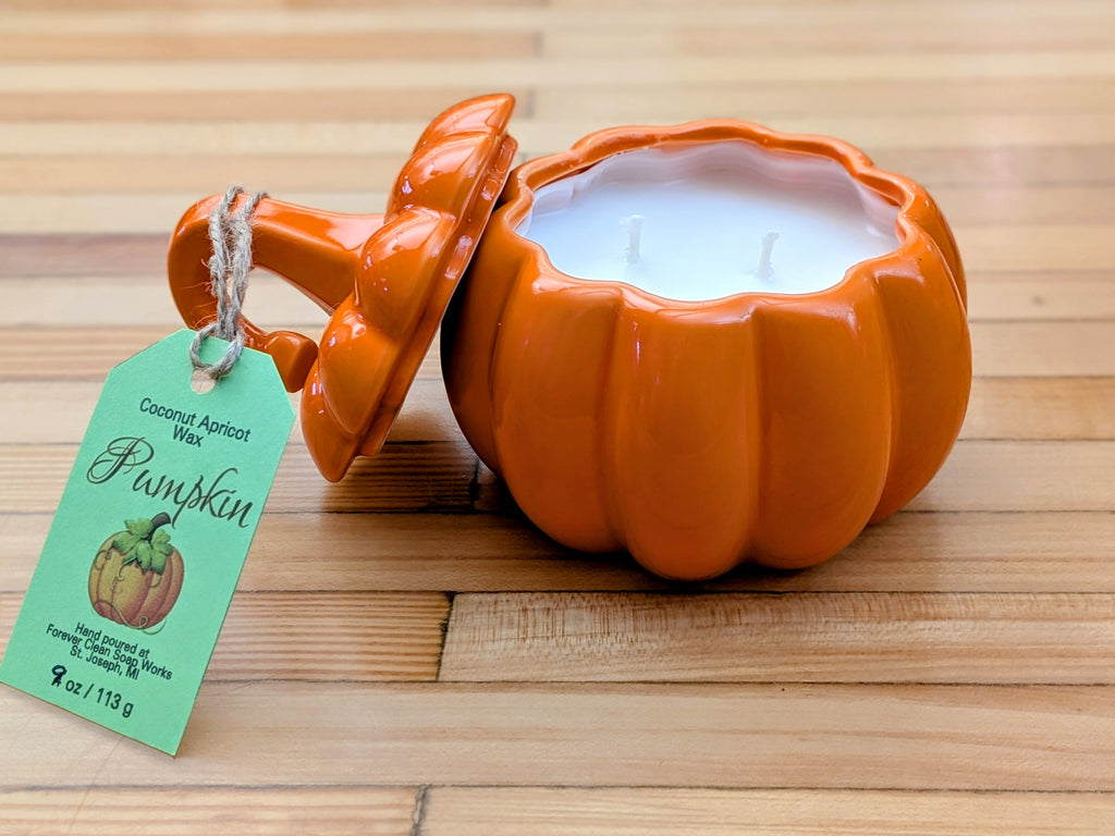 pumpkin ceramic candle with 2 wicks